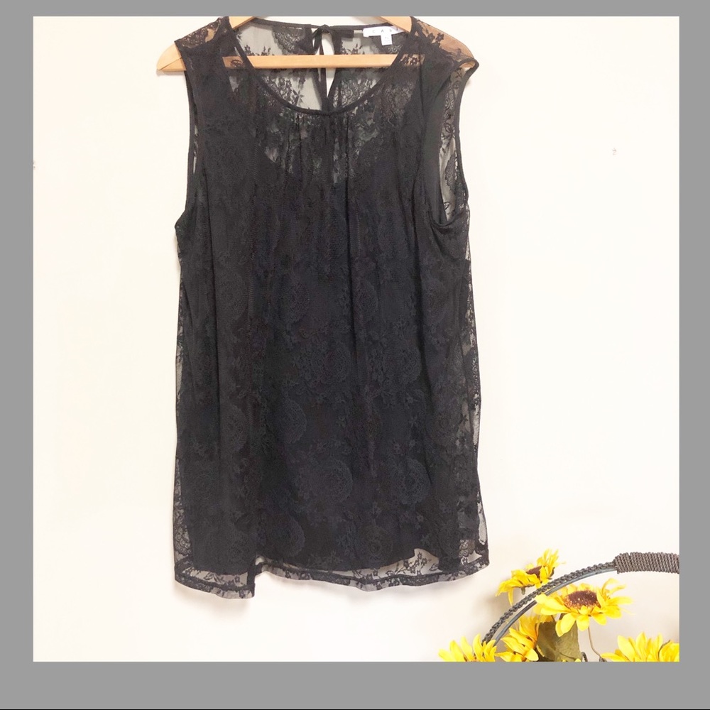 Cabi blouse black lace sz xl